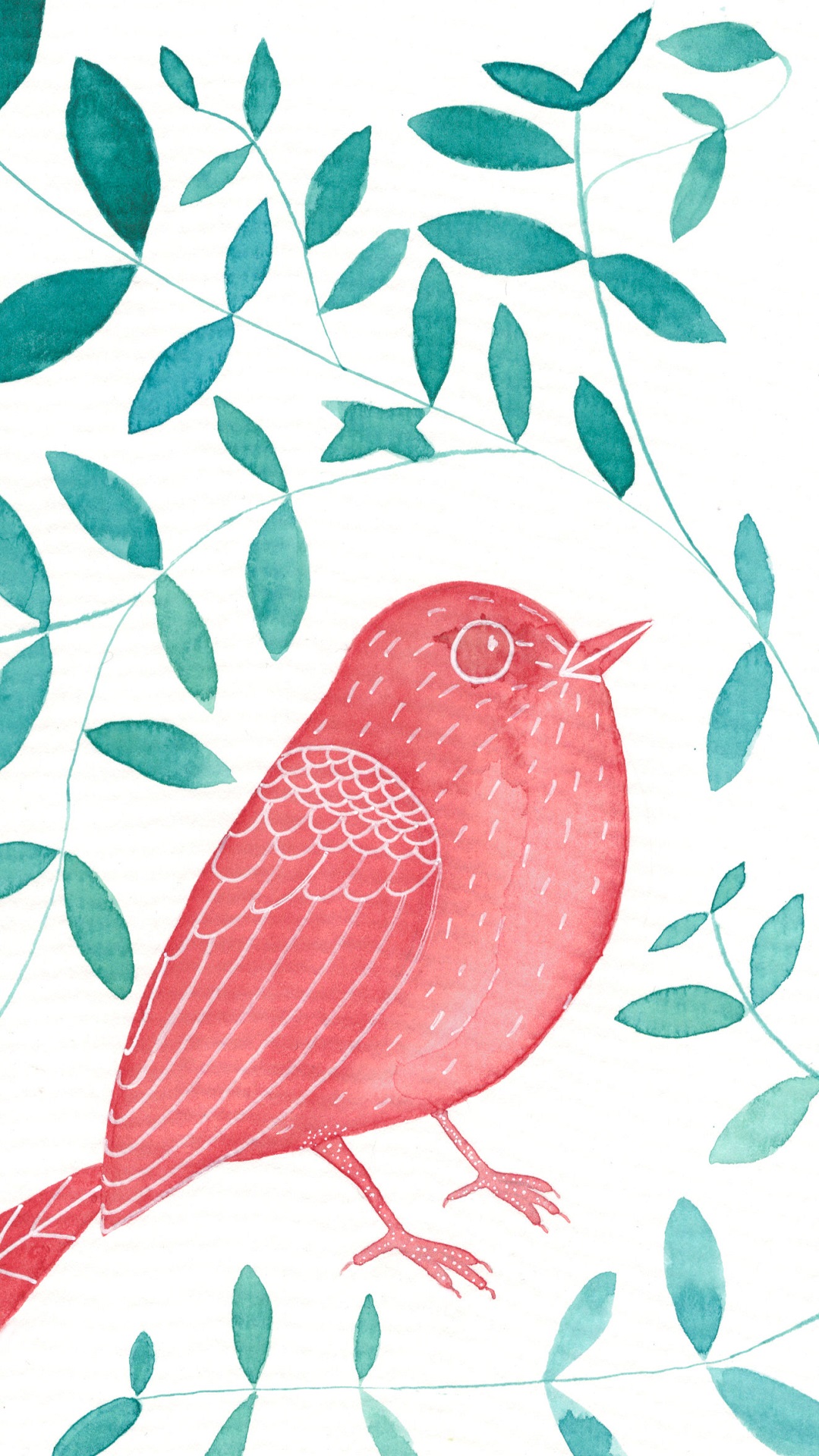 Red Watercolor Bird